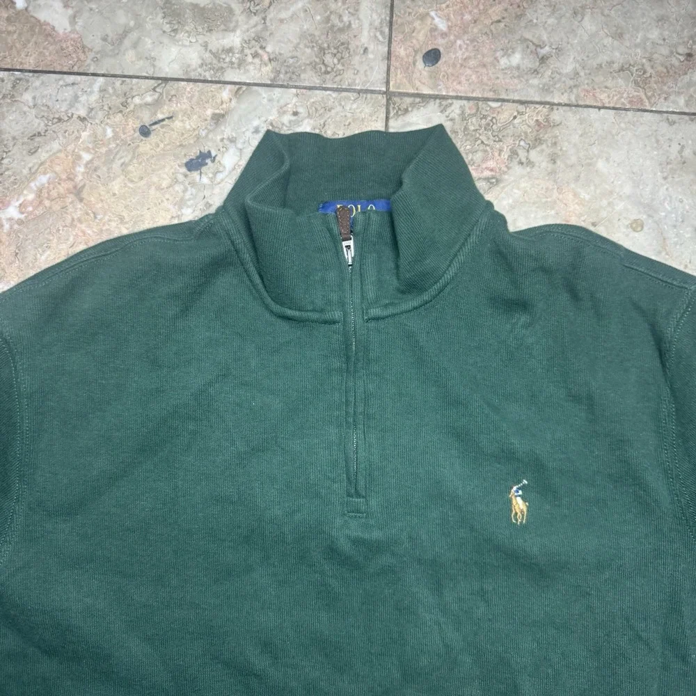 Polo Ralph Lauren Estate Rib Quarter Zip Pullover Sweater Green Men's Large